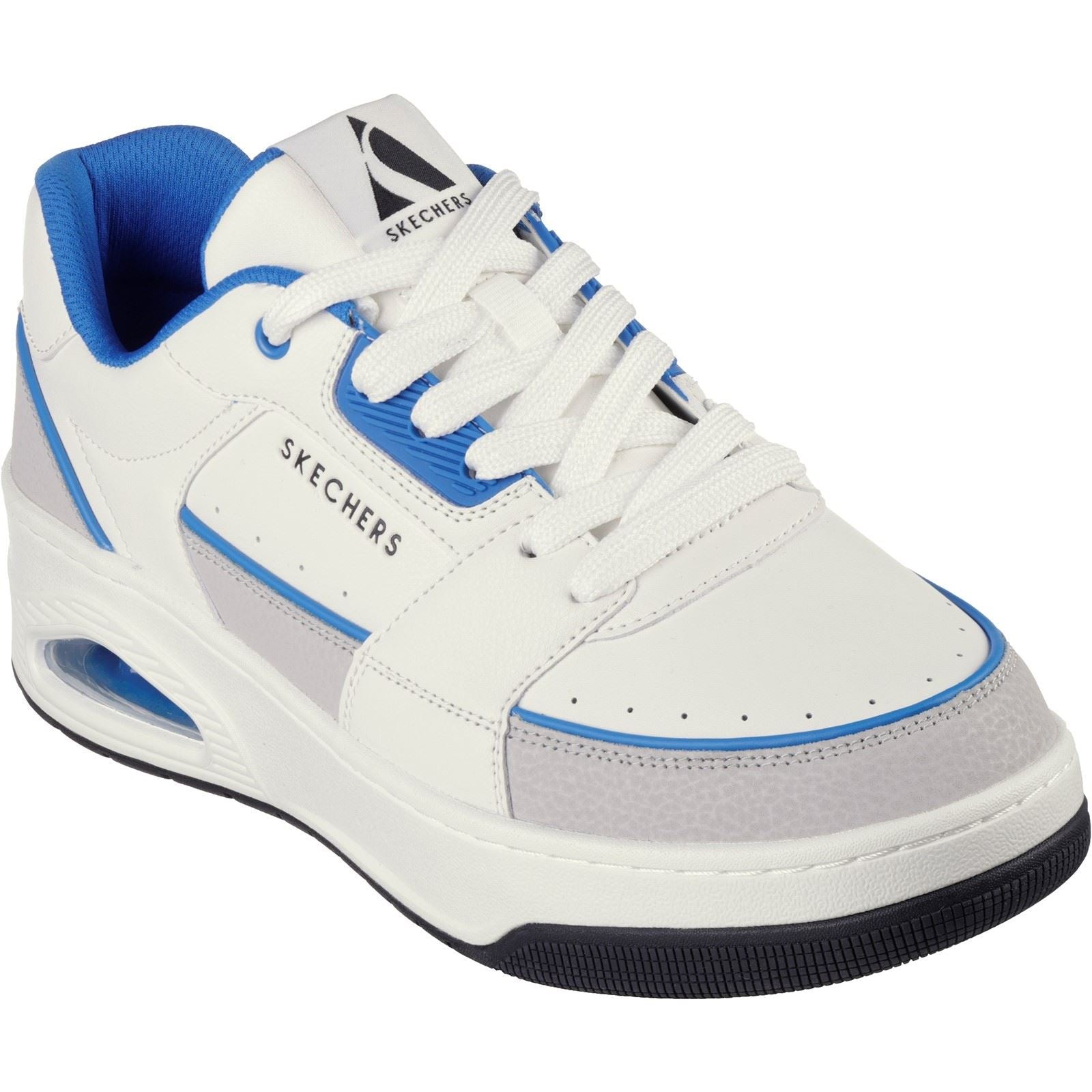 Skechers Men Trainers - Uno Court Low-Post in White/Blue, 6-12 - GAR183140