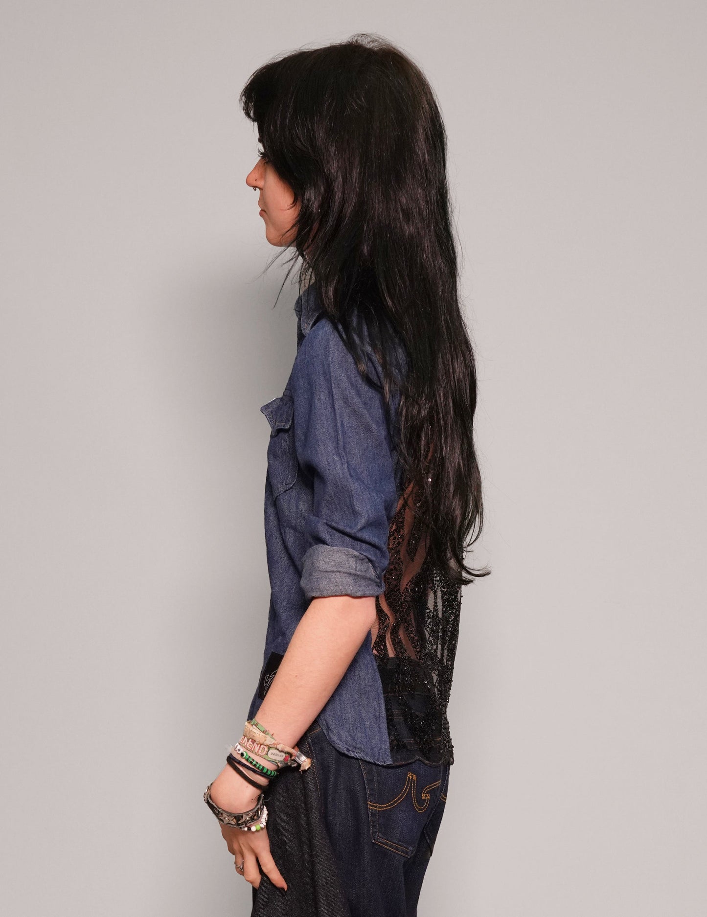 Party Back Shirt - Slim Fit - Black Sequin