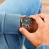 Emporio Armani Men's Watch Stainless Steel Silver Mesh Strap With Black Dial AR1811 Luigi
