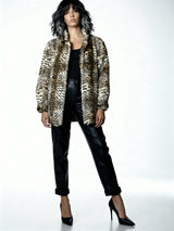 Original Vintage 1990's Tiger Print Faux Fur Coat UK 8 - 12