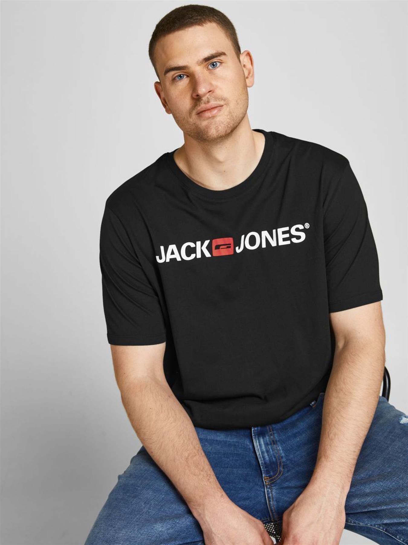 Jack & Jones Men's Jjecorp Logo Tee Ss Crew Neck in US2XL-US5XL, 2 Colours