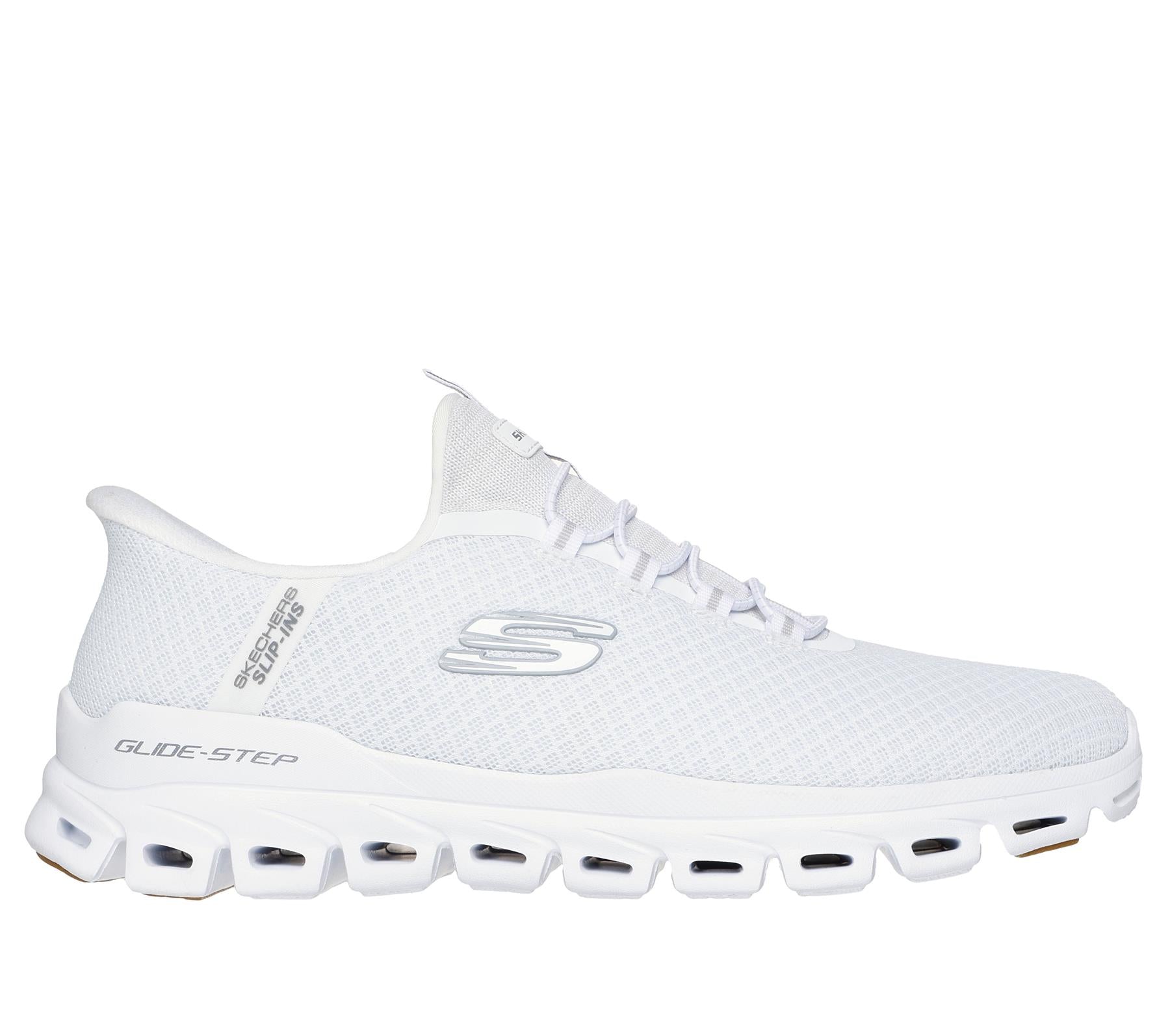Skechers Slip On Sneaker Shoe For Men Glide-Step Noxus Slip-Ins Stretch Lace in White, 5.5-13