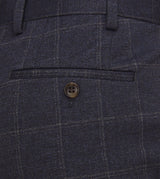 Skopes Thoresby Ultimate Comfort Suit Tailored Trousers For Men in Navy Blue/Grey Check, 30W to 58W