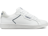K-Swiss Mens Clean Court Leather Sneakers in White/Black/Cowhide
