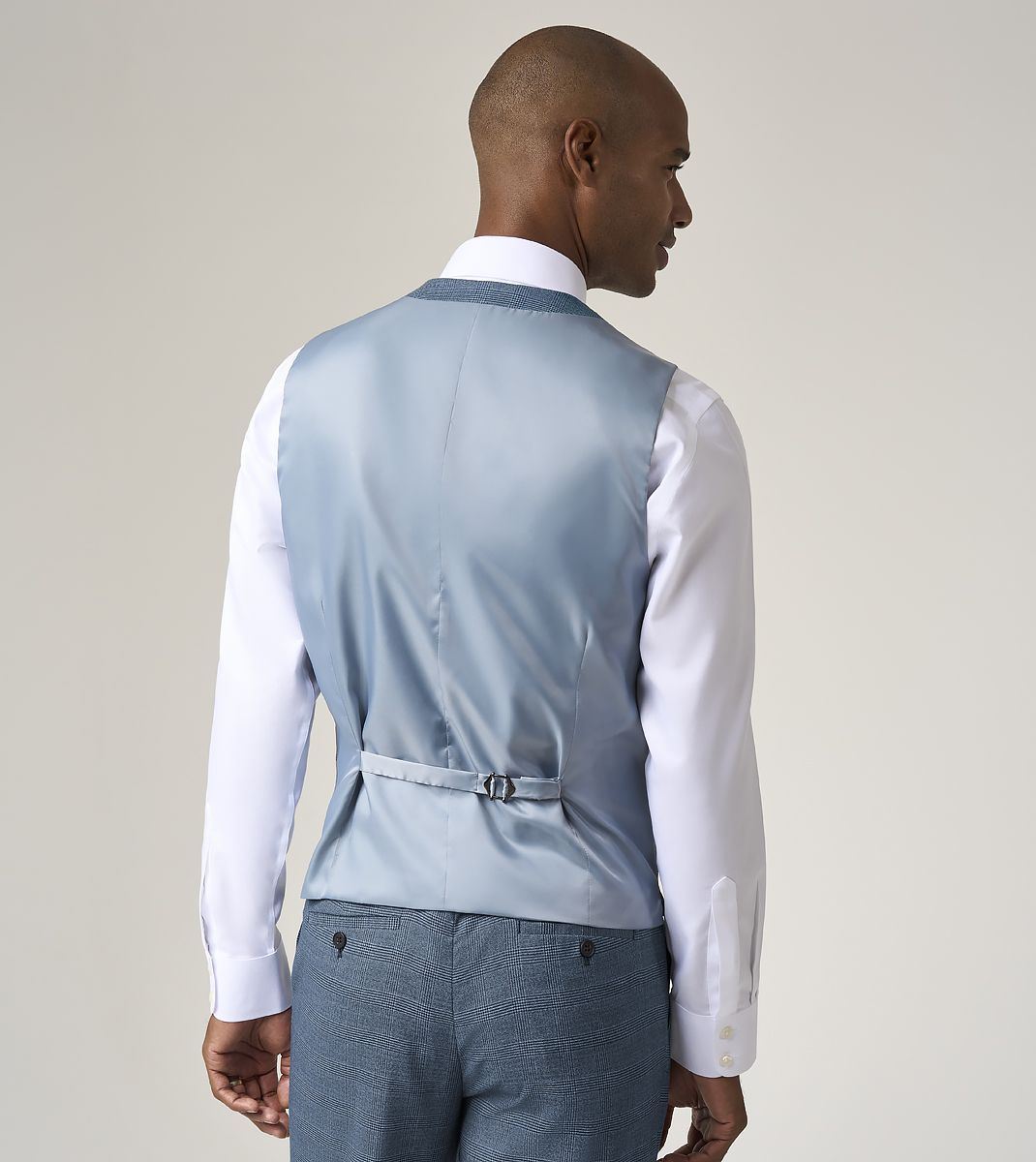 Skopes Anthony Suit Waistcoat For Men in Blue Check, 36R-62R