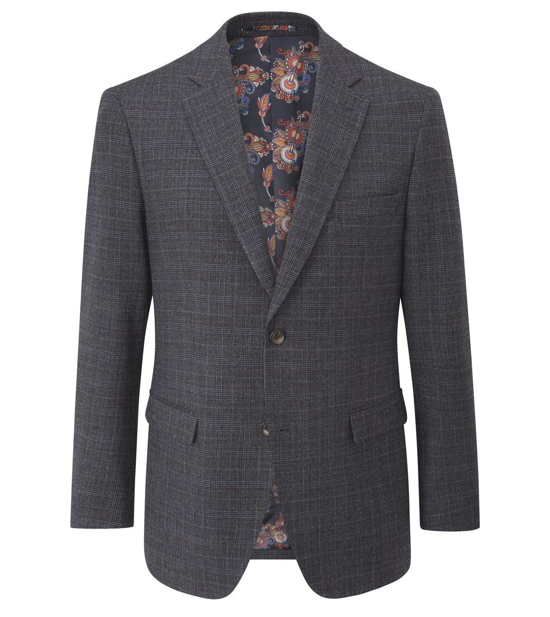Skopes Jacob Suit Tailored Fit Jacket For Men in Grey Check, 36S to 62L