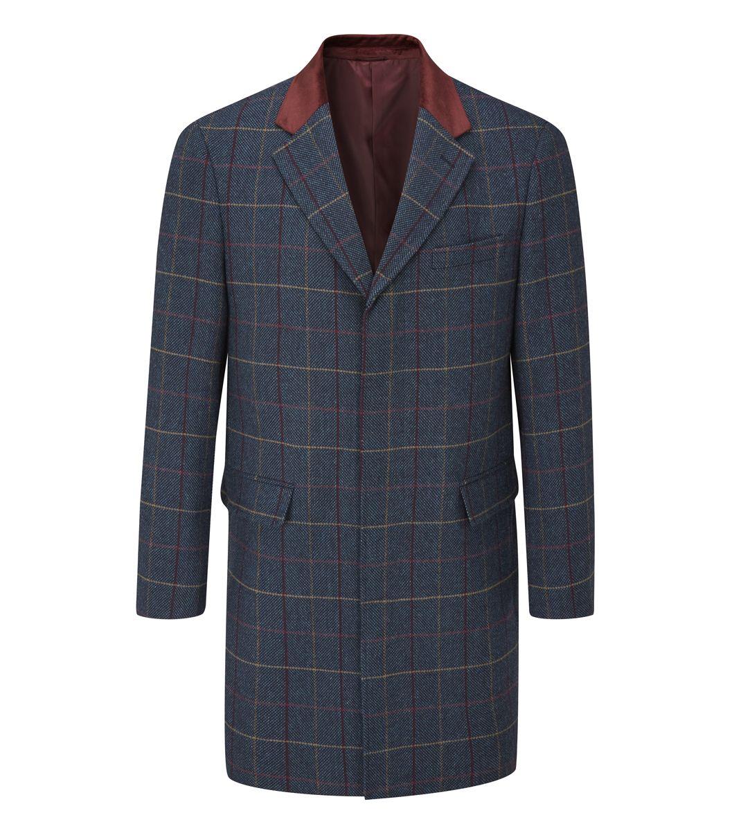 Skopes Men's Plus Size Wool Blend Tweed Overcoat In Navy Size Small To 4XL