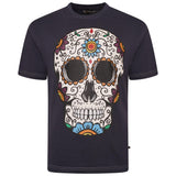 KAM Mens Plus Size Coloured Skull Print Tee in 3 Colour Options 2XL to 8XL
