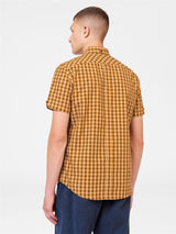 Ben Sherman Men's Short Sleeve Signature House Check Shirt in Mustard, Sizes 2XL to 5XL