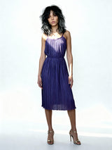 Original 1970's Vintage Purple Pleated Disco Dress UK 6 - 8