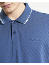 Ben Sherman Chequerboard Texture Polo Shirt For Men in Indigo, 2XL-5XL