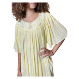 Original 1970's Vintage Cheesecloth Yellow Dress UK 8 - 12