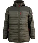 D555 NORTHFIELD Hybrid Soft Shell Quilted Hooded Jacket For Men in Khaki, 2XL-6XL