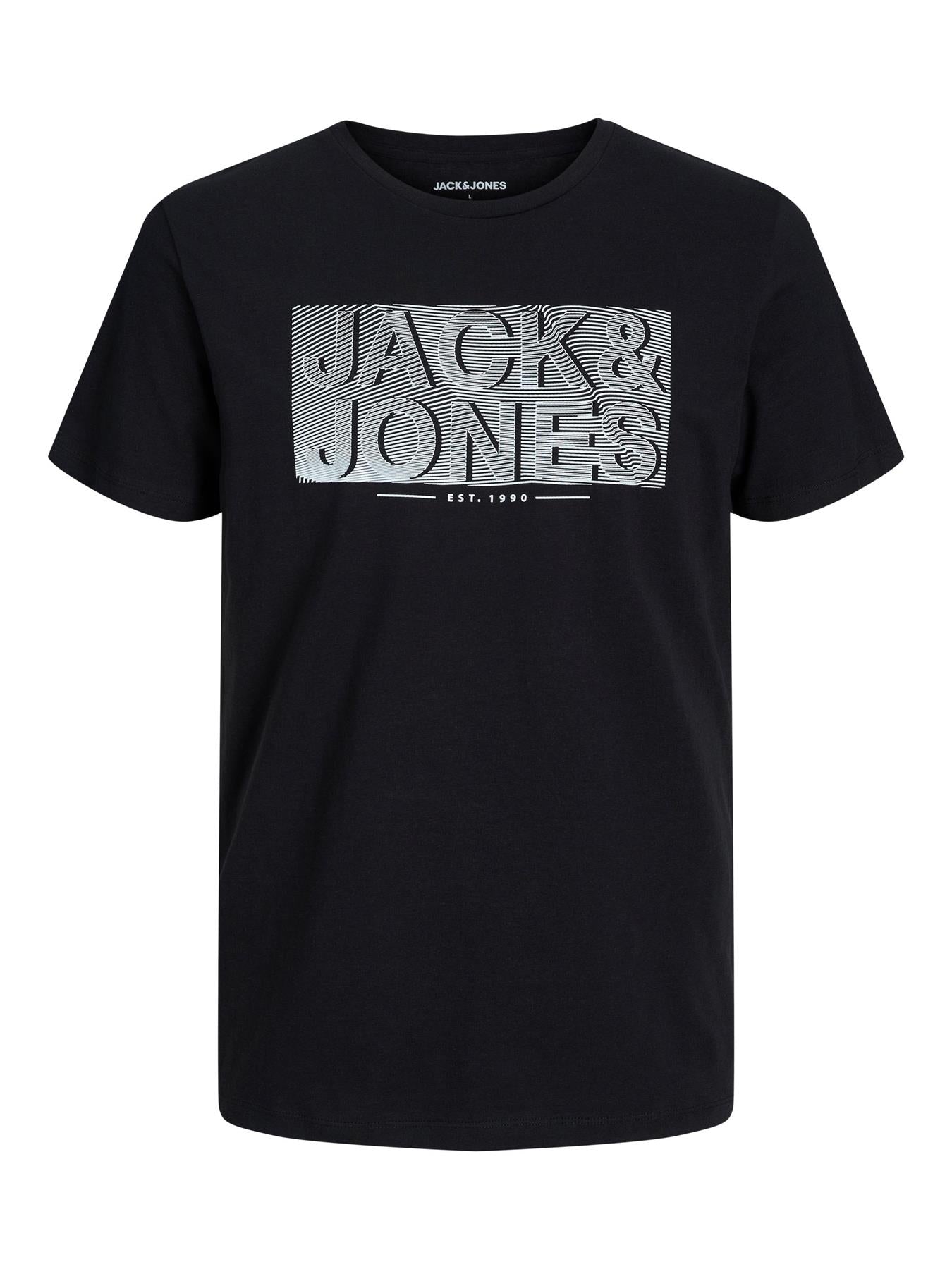 Jack & Jones Plus Men's JJ Peter (12245498) Cotton Short Sleeve Crew Neck Tee in Black & Navy, 1XL to 6XL