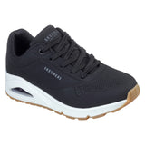 Skechers (GAR73690) Ladies Sports Uno Stand On Air in Black and White Size 2-8