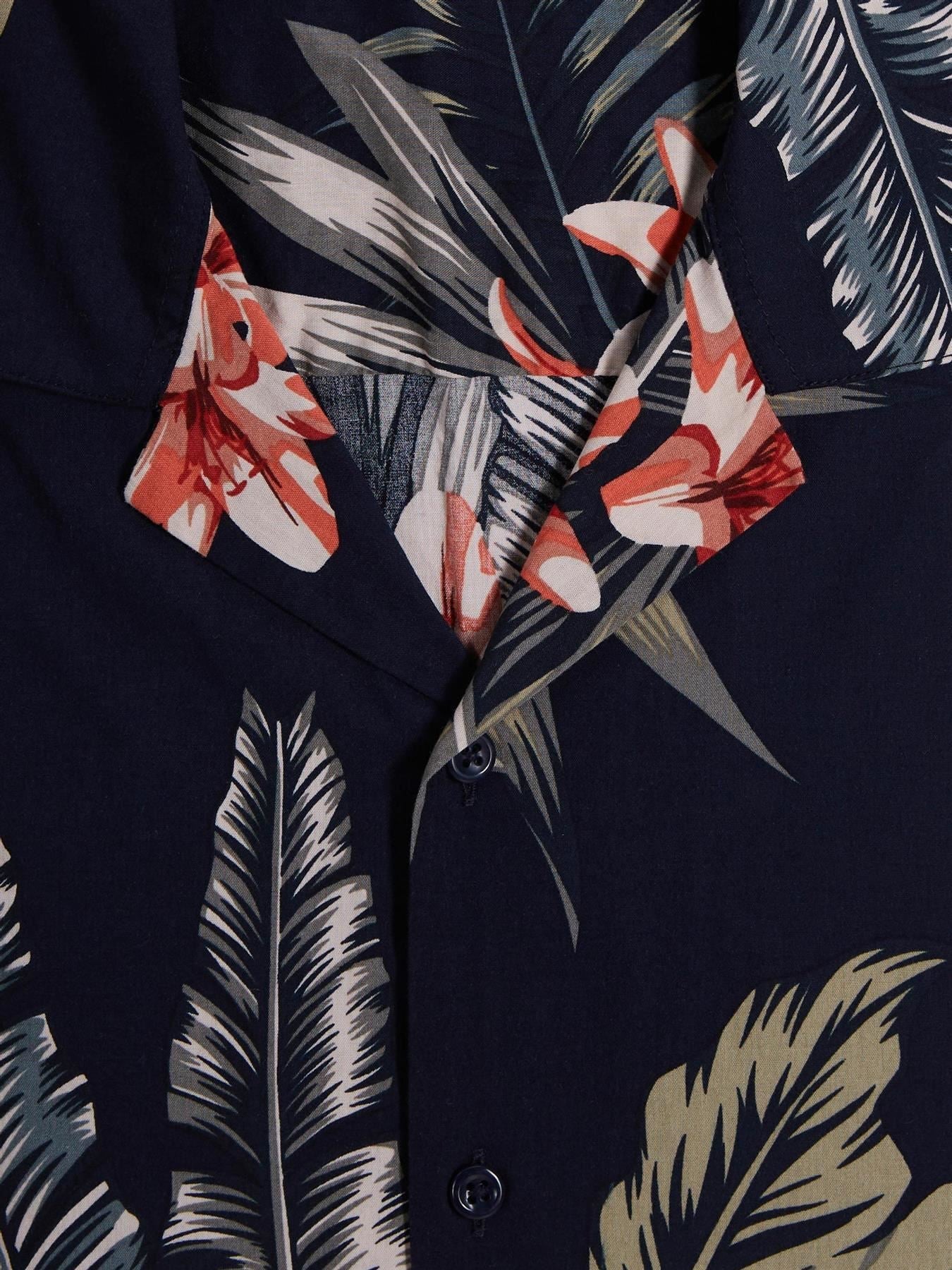 Jack & Jones Big & Tall Fit Size Men's Floral Short Sleeve Shirt In Soft Touch Viscose Size 1XL-6XL, 2 Colours