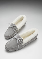 Women's slippers, sheepskin, dove grey suede