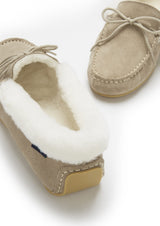 Women's slippers, sheepskin, taupe suede