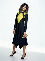 Rare Vintage 1970's Original Black & Yellow Dress Designed by Ossie Clark UK 8 - 10