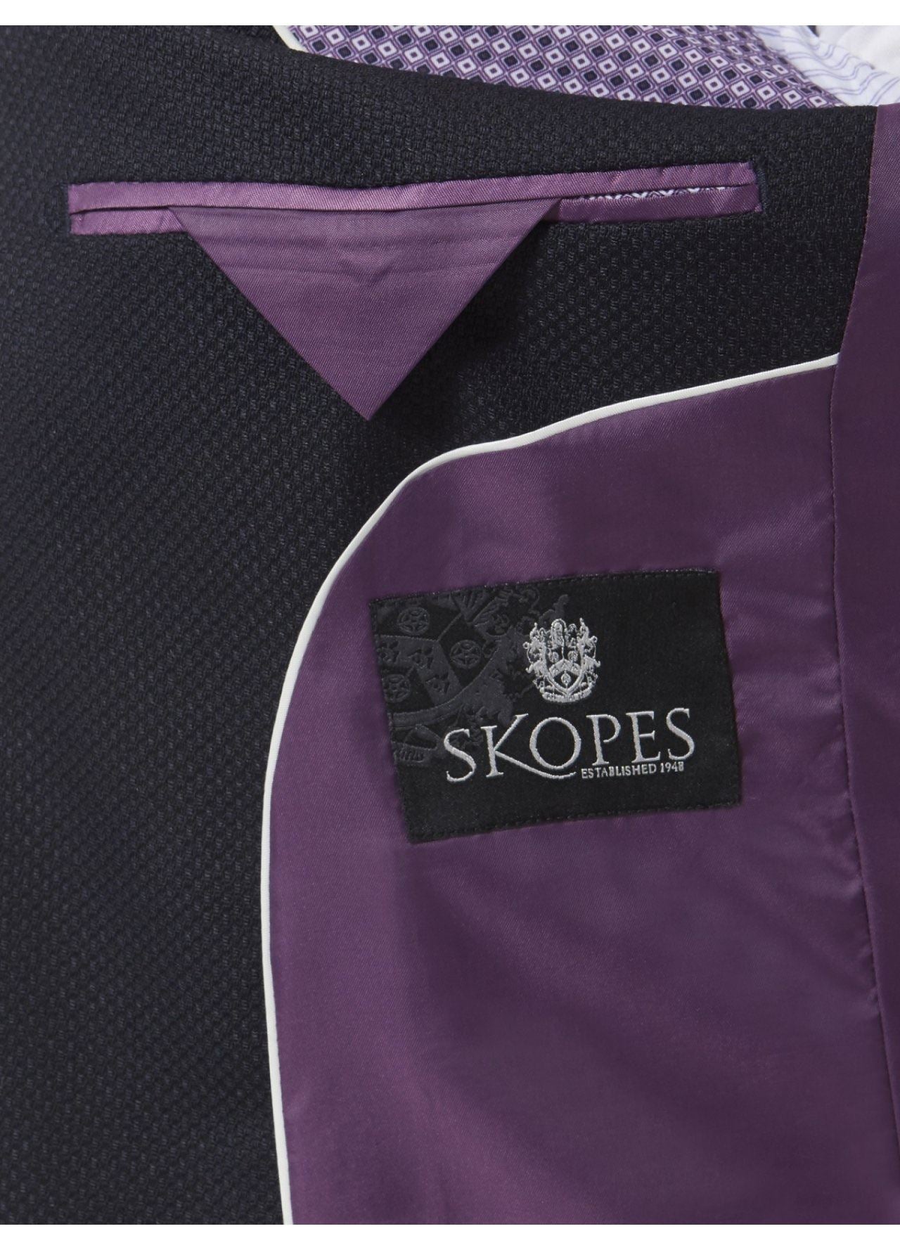 SKOPES Mens Navy Semi Plain Wool Blend Sports Jacket (Harrow) in Navy 48 - 62