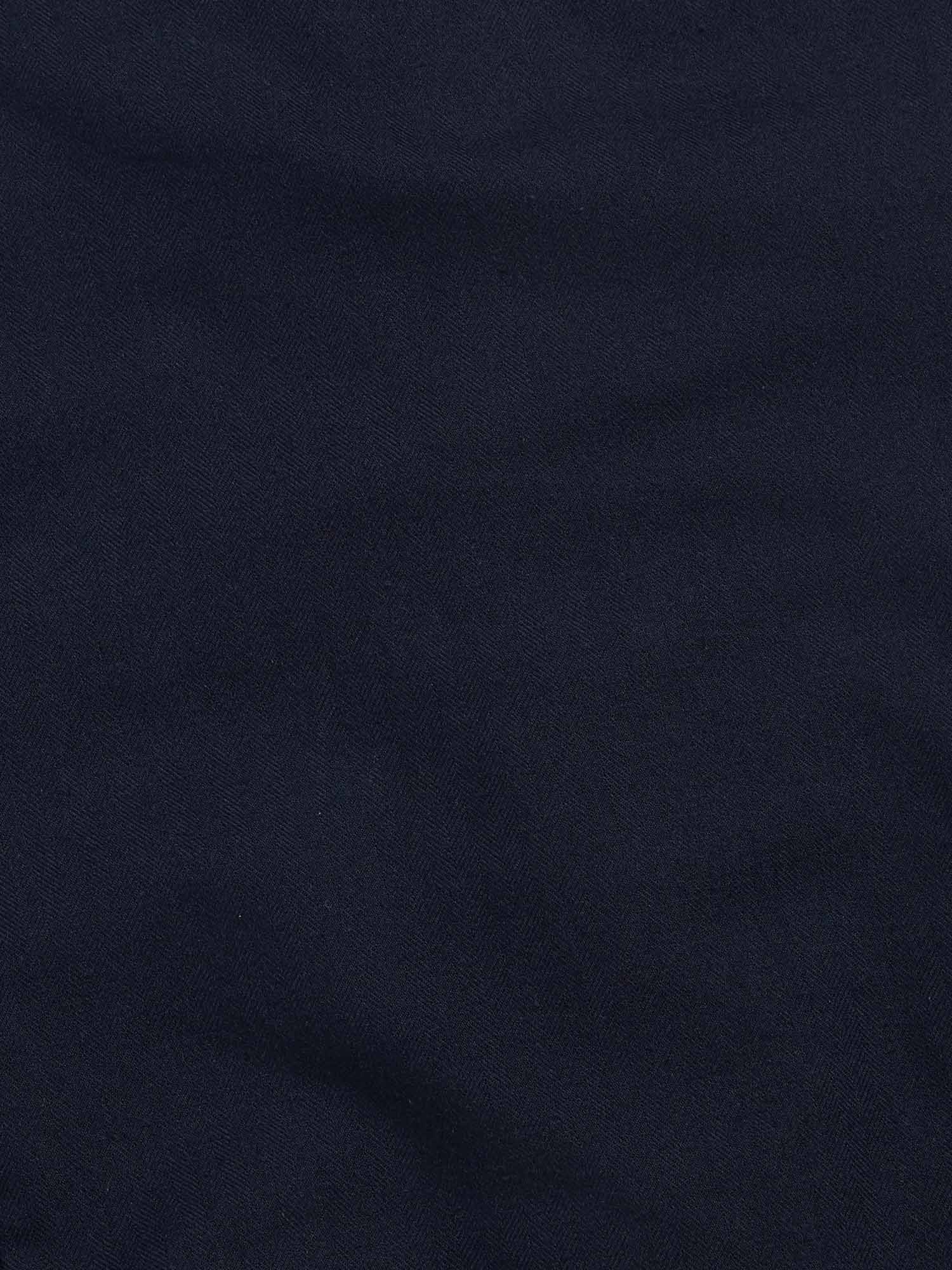 Flannel Herringbone Spread Collar Shirt in Dark Sapphire Navy