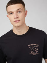 Ben Sherman (0071384IL) Men's Brighton Records Print T-Shirt in Black 2XL to 5XL