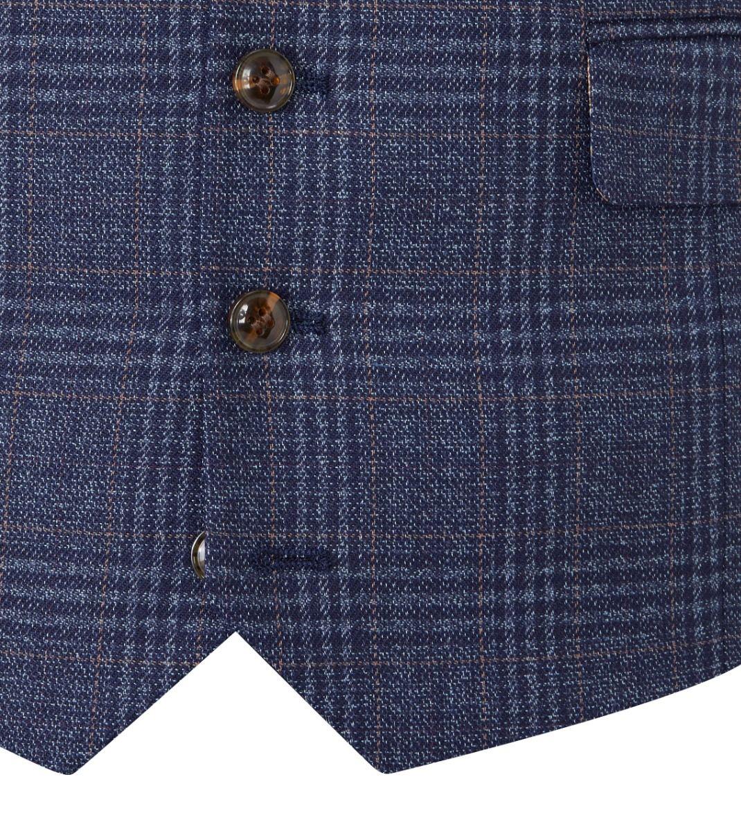 Skopes Men's Woolf Tailored Fit Waistcoat in Navy Check 34 to 72 Regular