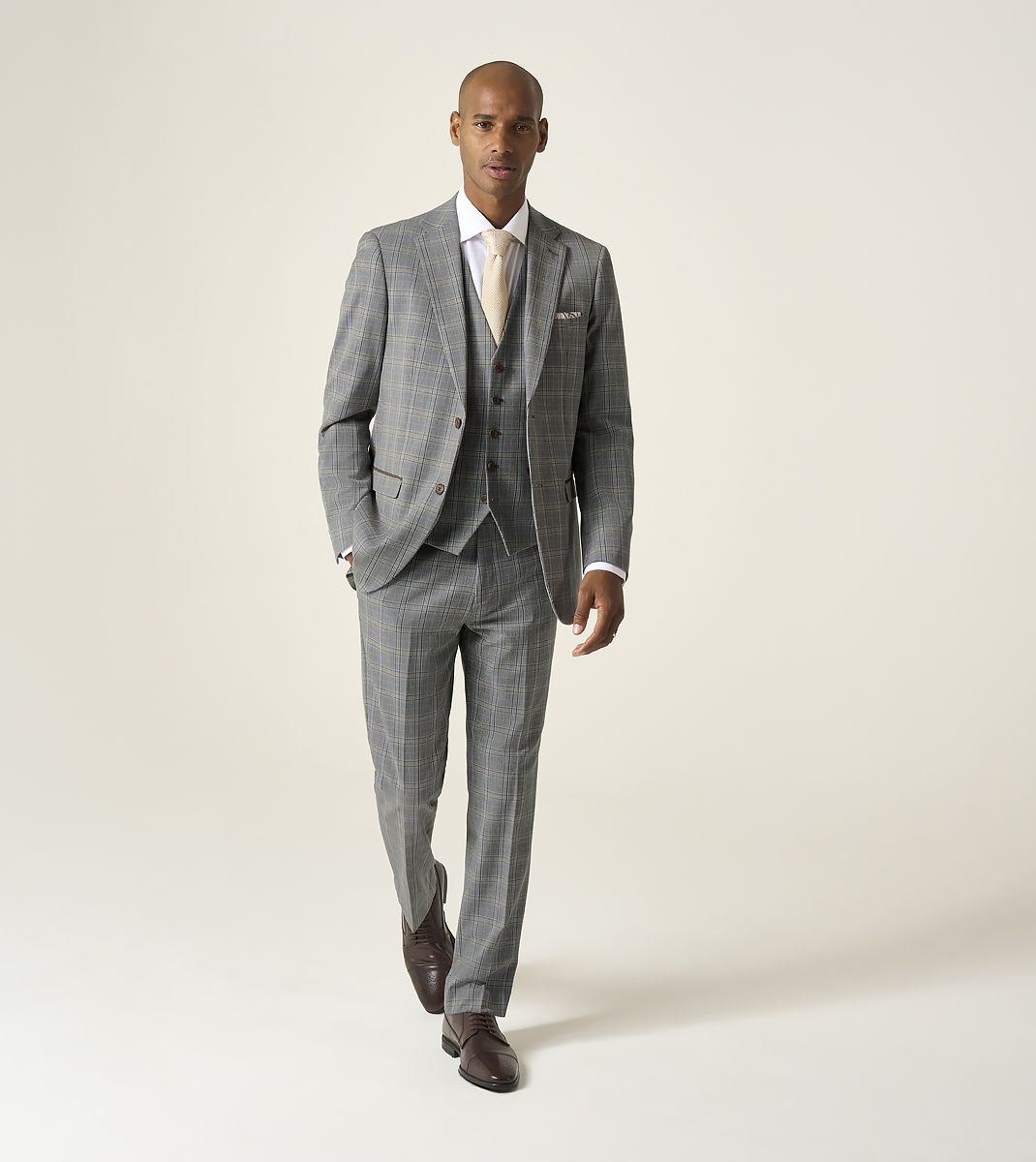 Skopes Dettori Tailored Fit Suit Jacket For Men in Brown Blue Check, 36S-62L