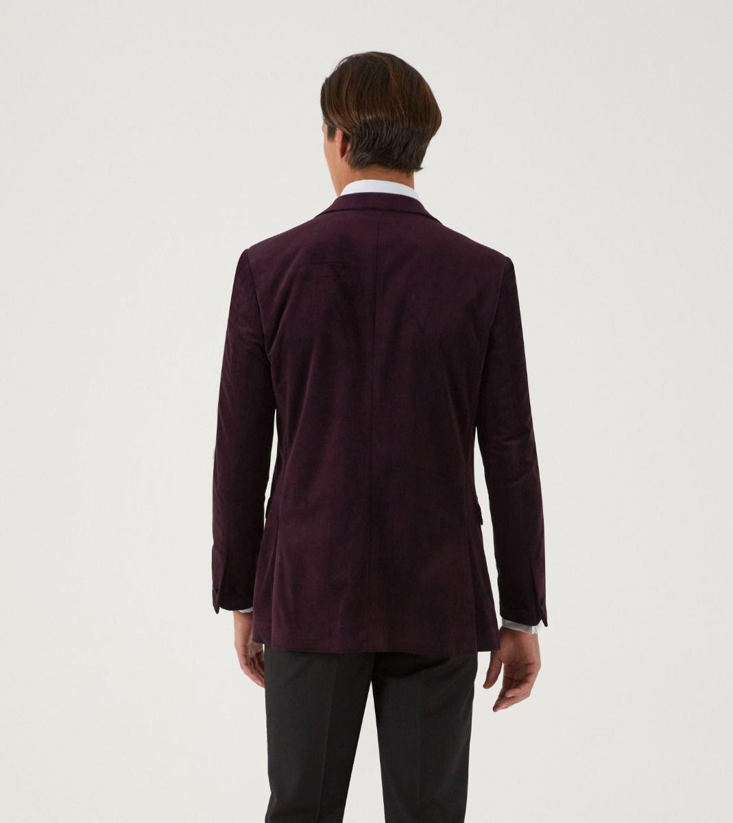 Skopes Men's Tailored Fit Jive Velvet Sports Jacket Blazer in Plum 52 to 62 Regular to Long
