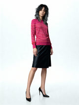 Original Vintage 1990's Merino Wool Striped Pink Jumper UK 8 - 12
