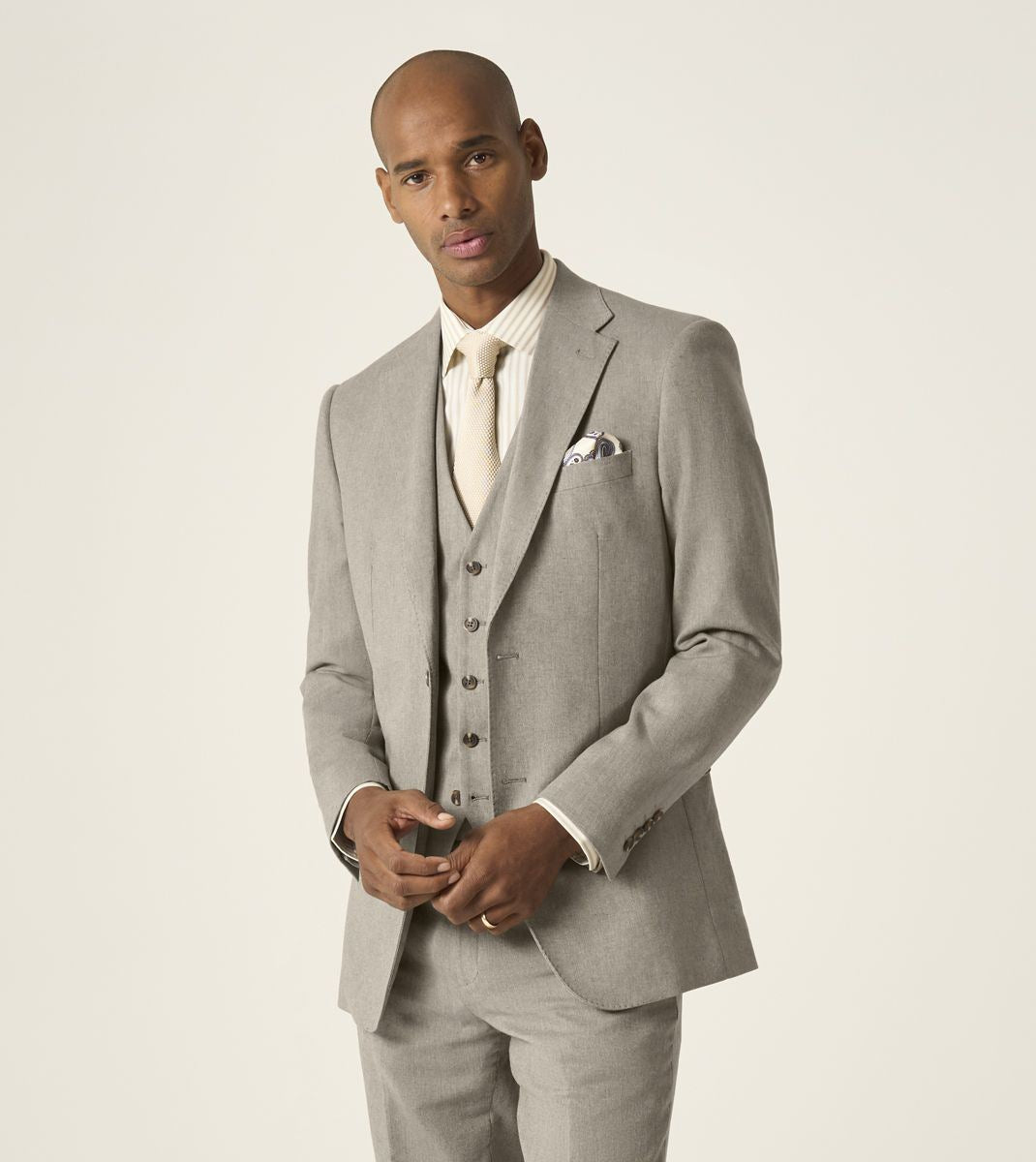 Skopes Calvados Linen Blend Tailored Fit Suit Jacket For Men in Stone Beige, 36S-62L