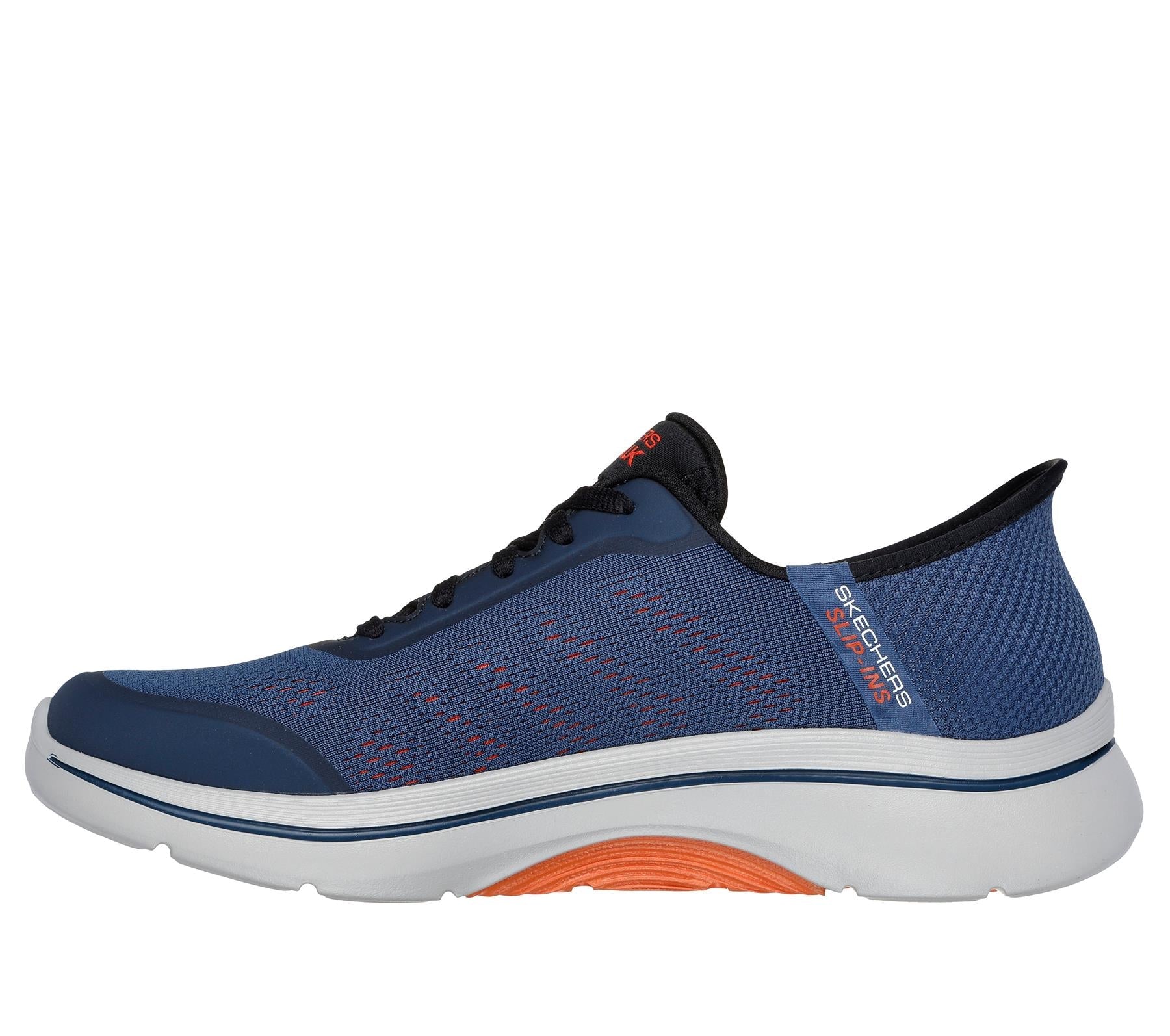 Skechers Lace Up Shoe For Men Slip Ins Go Walk Arch Fit 2.0 Simplicity 2.5 in Navy/Orange, 6-15