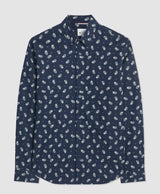 Ben Sherman Micro Paisley Print Shirt for Mens 0074125IL in Navy, 4XL-5XL