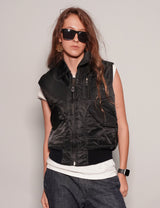 MA-2 Light Weight Collared Bomber Gilet in Black