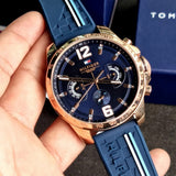 Tommy Hilfiger Men’s Watch Silicone Blue Strap With Blue Dial And Rose Gold Case 1791474