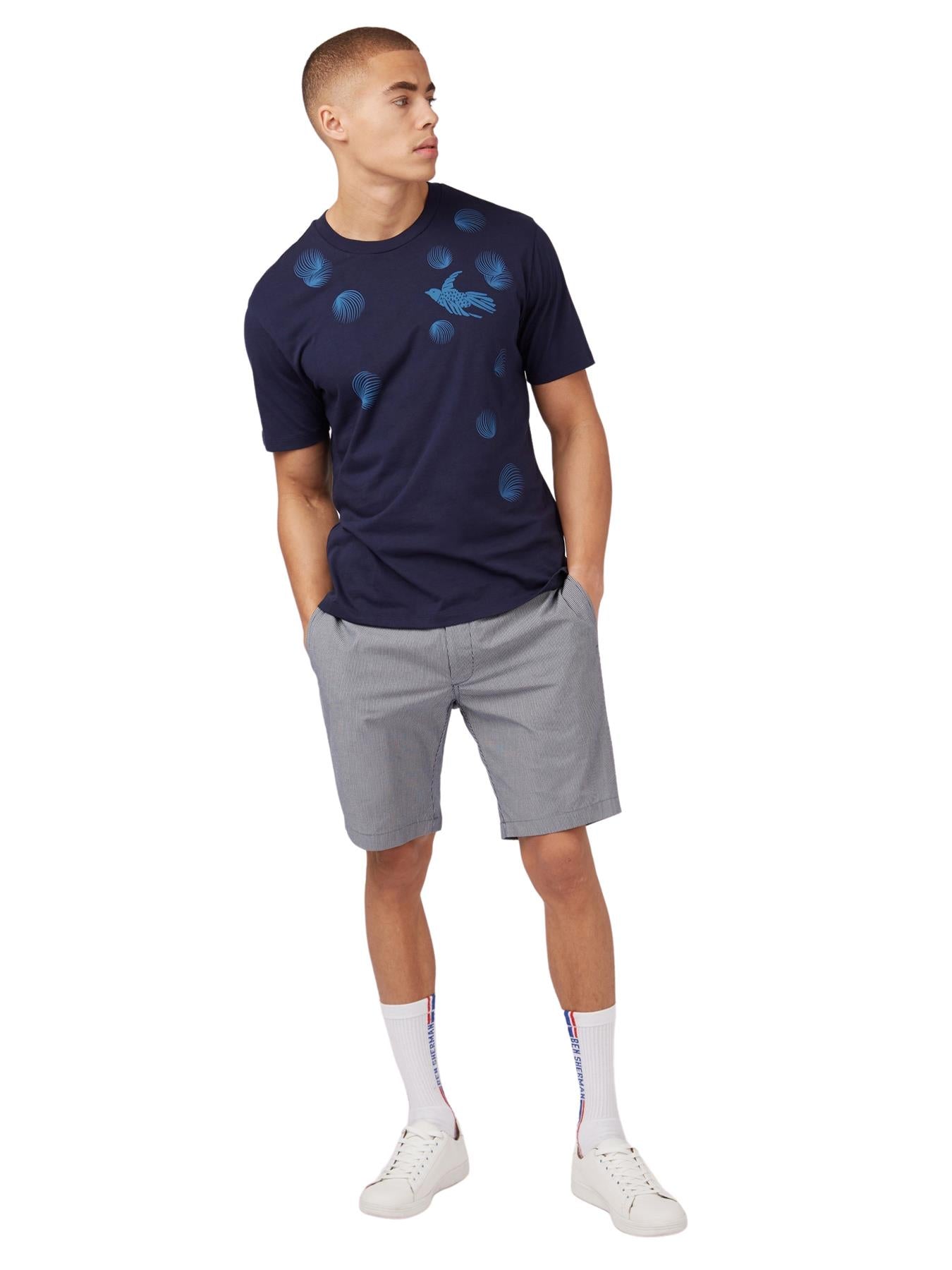 Ben Sherman (0071394IL) Men's Geo Bird Print T-Shirt in Marine 2XL to 5XL