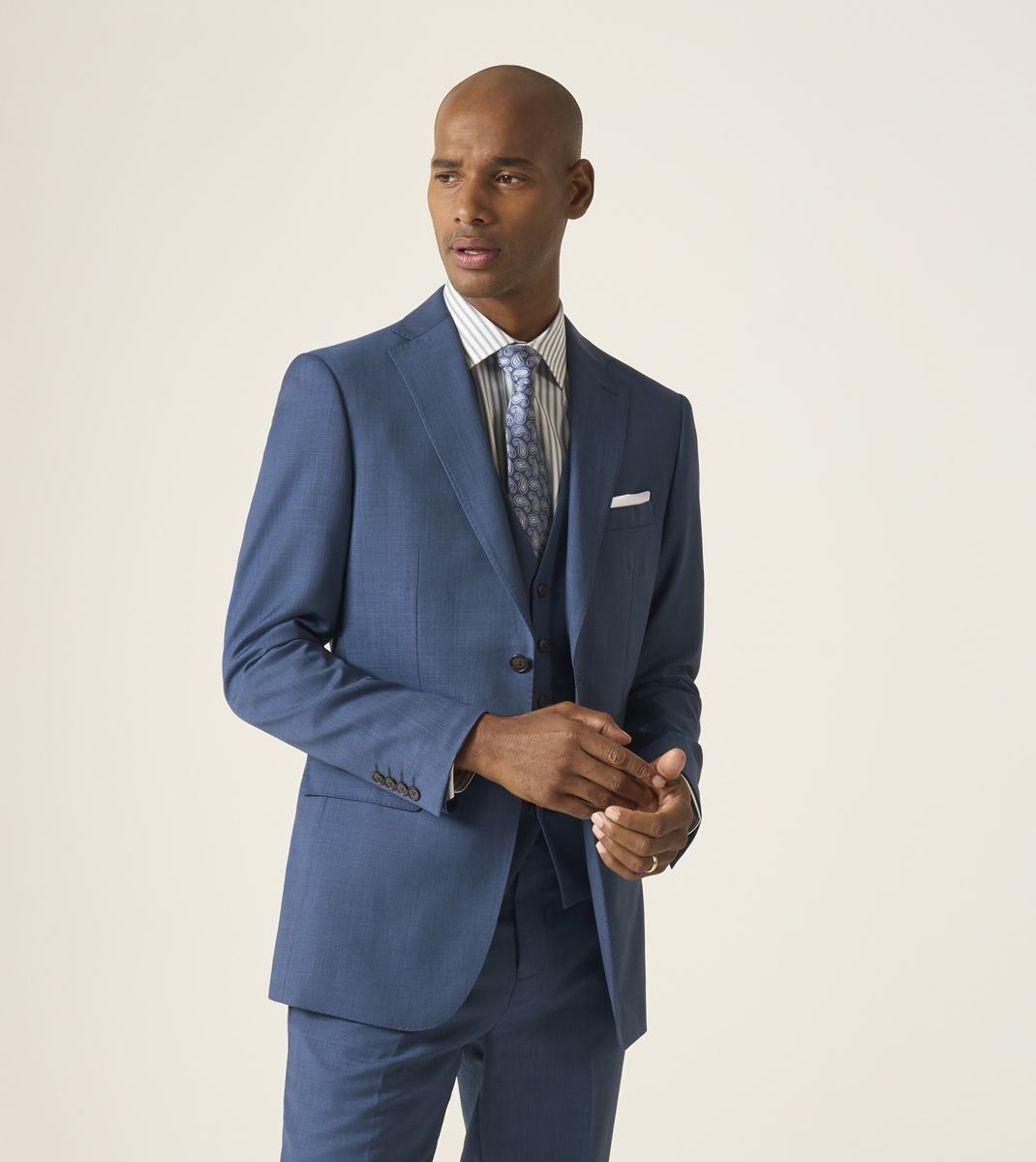 Skopes Remo Wool Rich Suit Tailored Fit Jacket For Men in Blue, 36S-62L