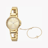 Esprit Women's Gold Stainless Steel Watch, Champagne Dial Es1l098m0045