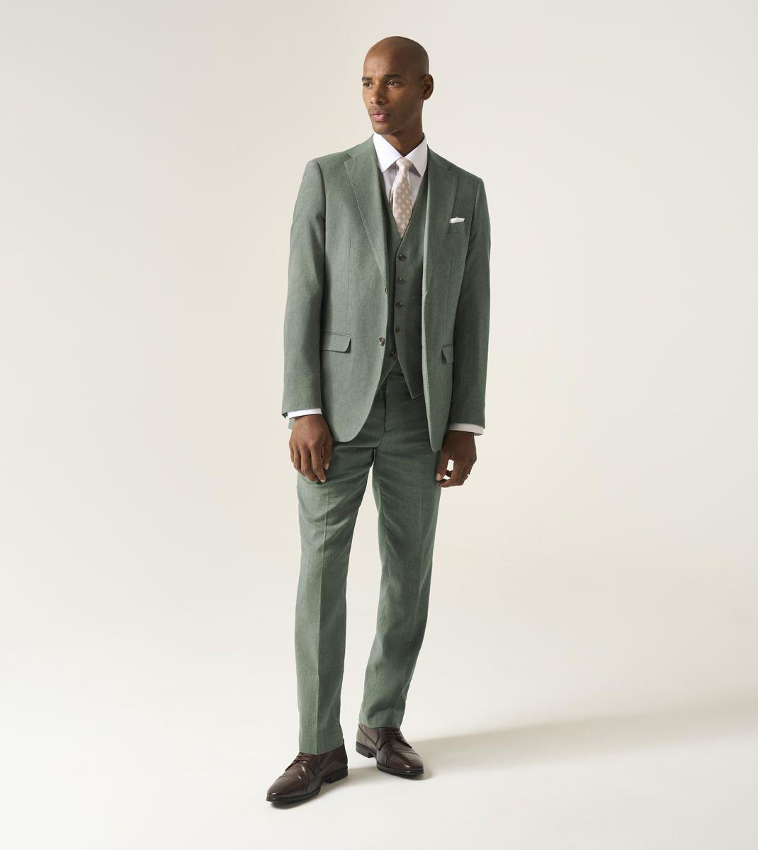 Skopes Calvados Suit Tapered Fit Trouser For Men in Sage, 30W-42W