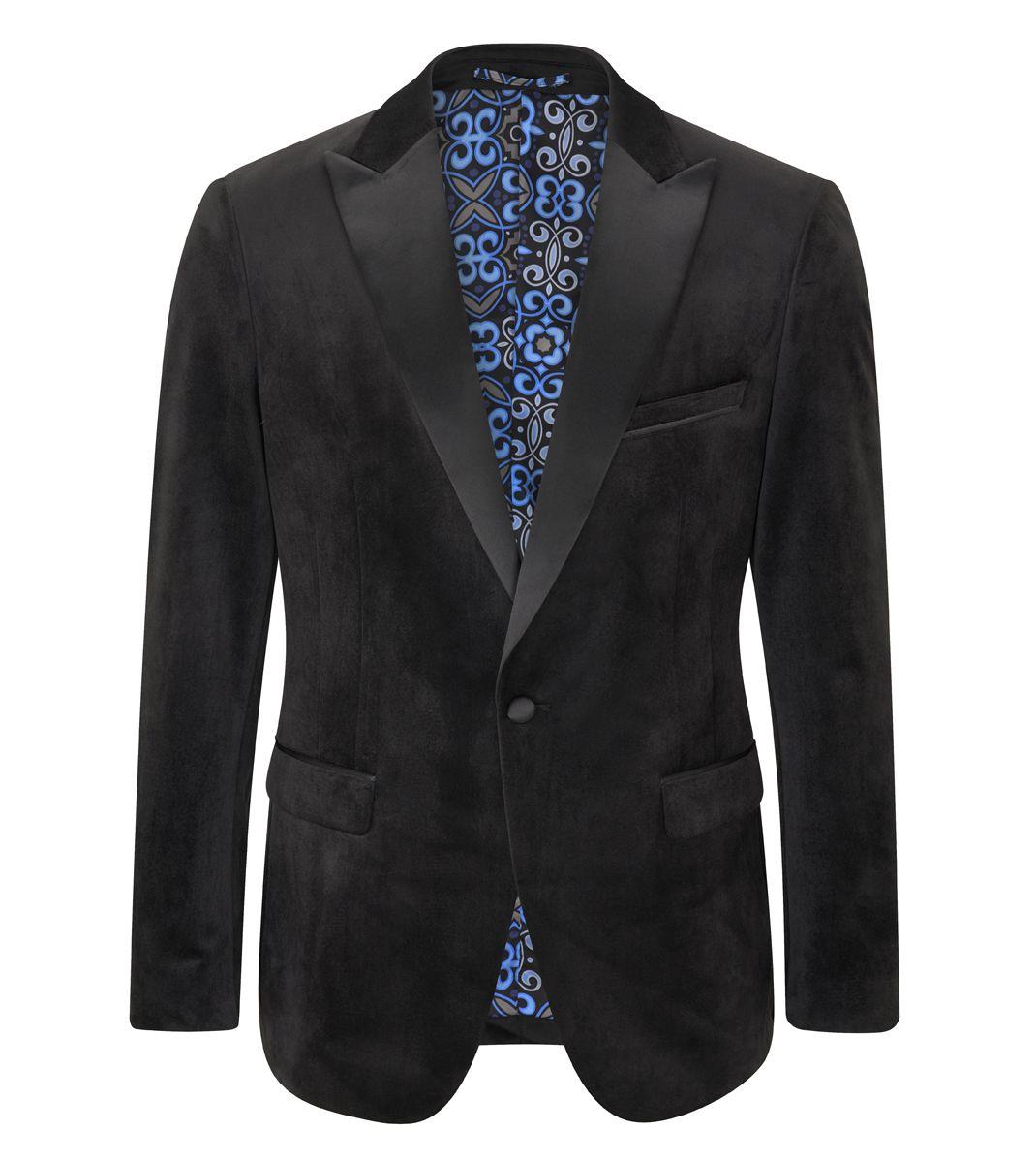 Skopes Tailored Fit Velvet Sports Jacket Jive Size 52 - 62, Black, Teal