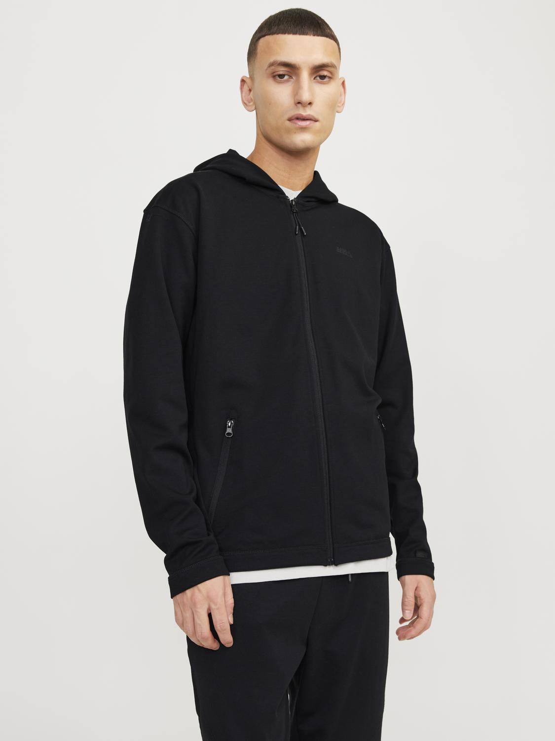 Jack & Jones Sweatshirt Zip Hoodie For Men (JCOCLOUD) in Black, L-XL