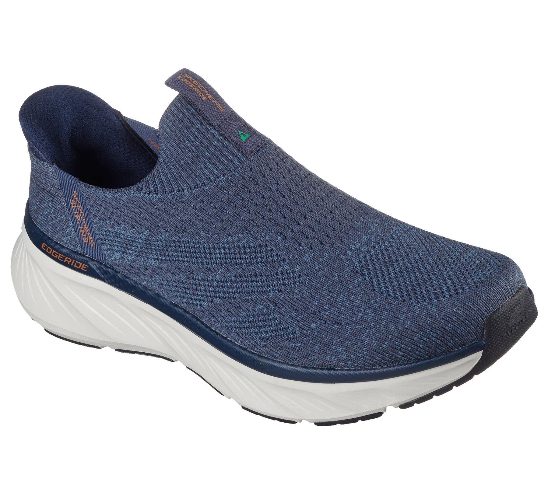 Skechers Slip On Sneaker Shoe For Men Edgeride Commissioner Slip-ins in Navy/Orange, 5.5-13