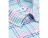 DOUBLE TWO MULTI-COLOURED GINGHAM CHECK SHORT SLEEVE SHIRT 2XL - 5XL