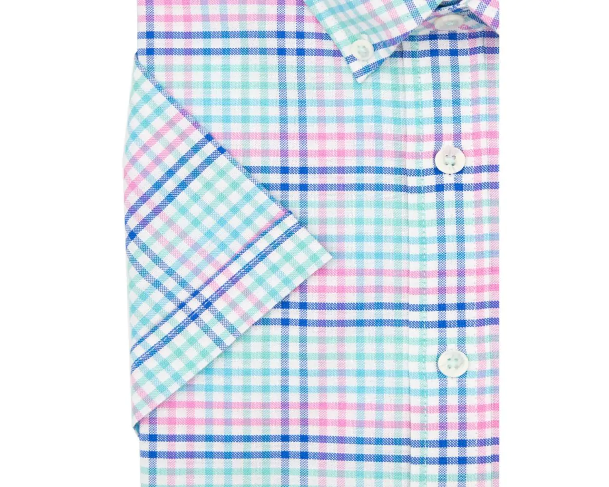 DOUBLE TWO MULTI-COLOURED GINGHAM CHECK SHORT SLEEVE SHIRT 2XL - 5XL