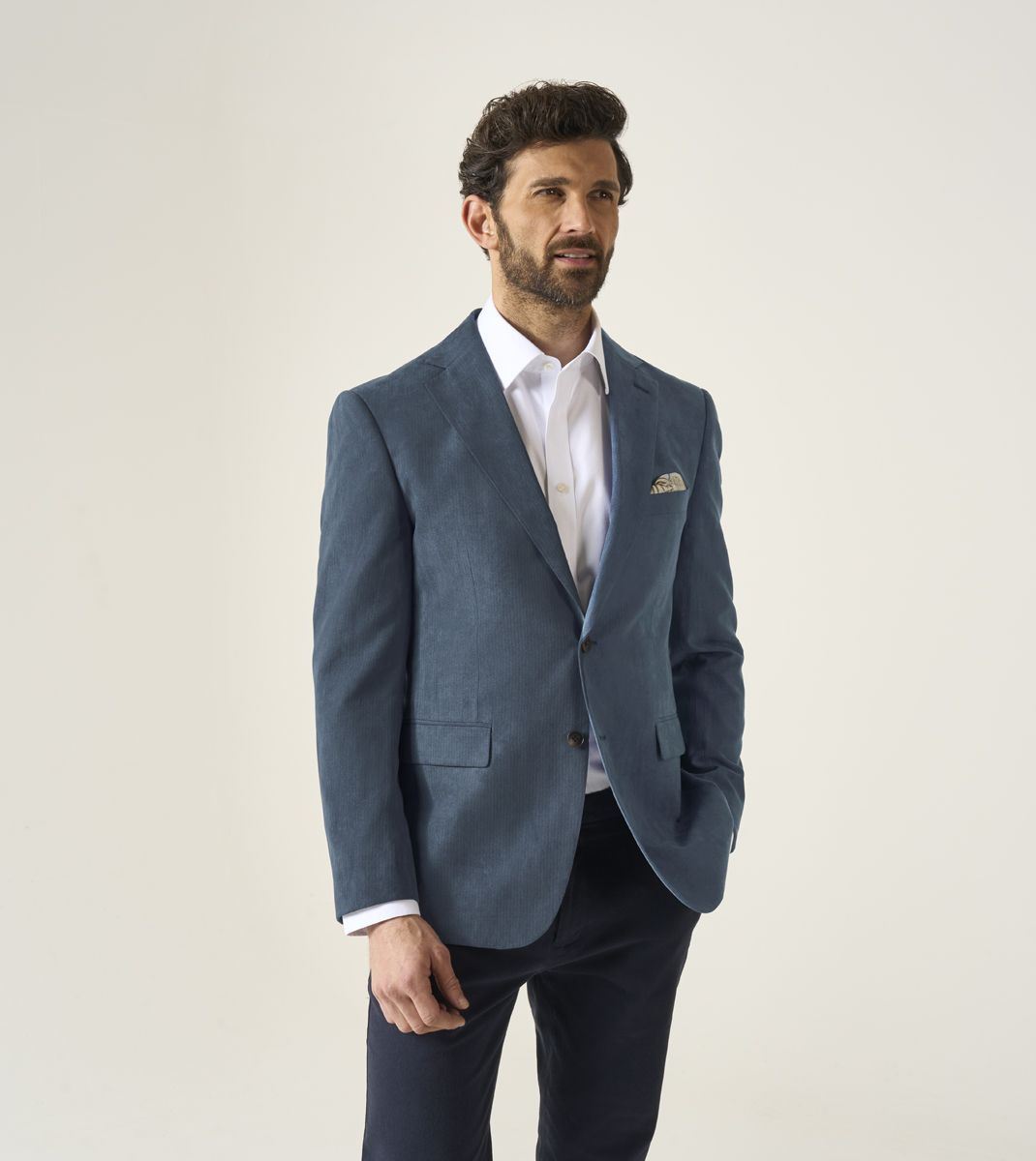 Skopes Tailored Fit Padua Jacket For Men in Blue Herringbone, 36S-62L