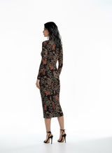Gorgeous Virginie Autumnal Leaf Print 1970's Vintage Dress UK 8 - 12
