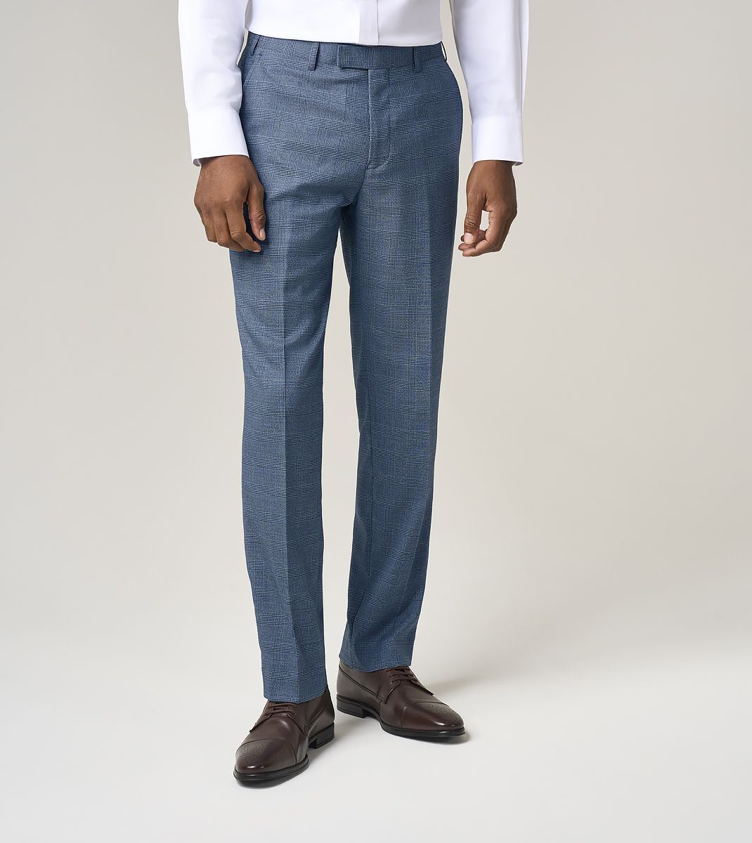 Skopes Tailored Fit Anthony Suit Trouser For Men in Blue Check, 30W-58W