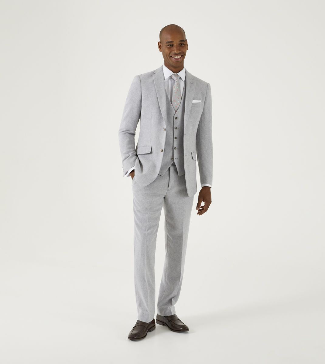 Skopes Jude Suit Waistcoat For Men's in Silver Herringbone, 34R to 58R