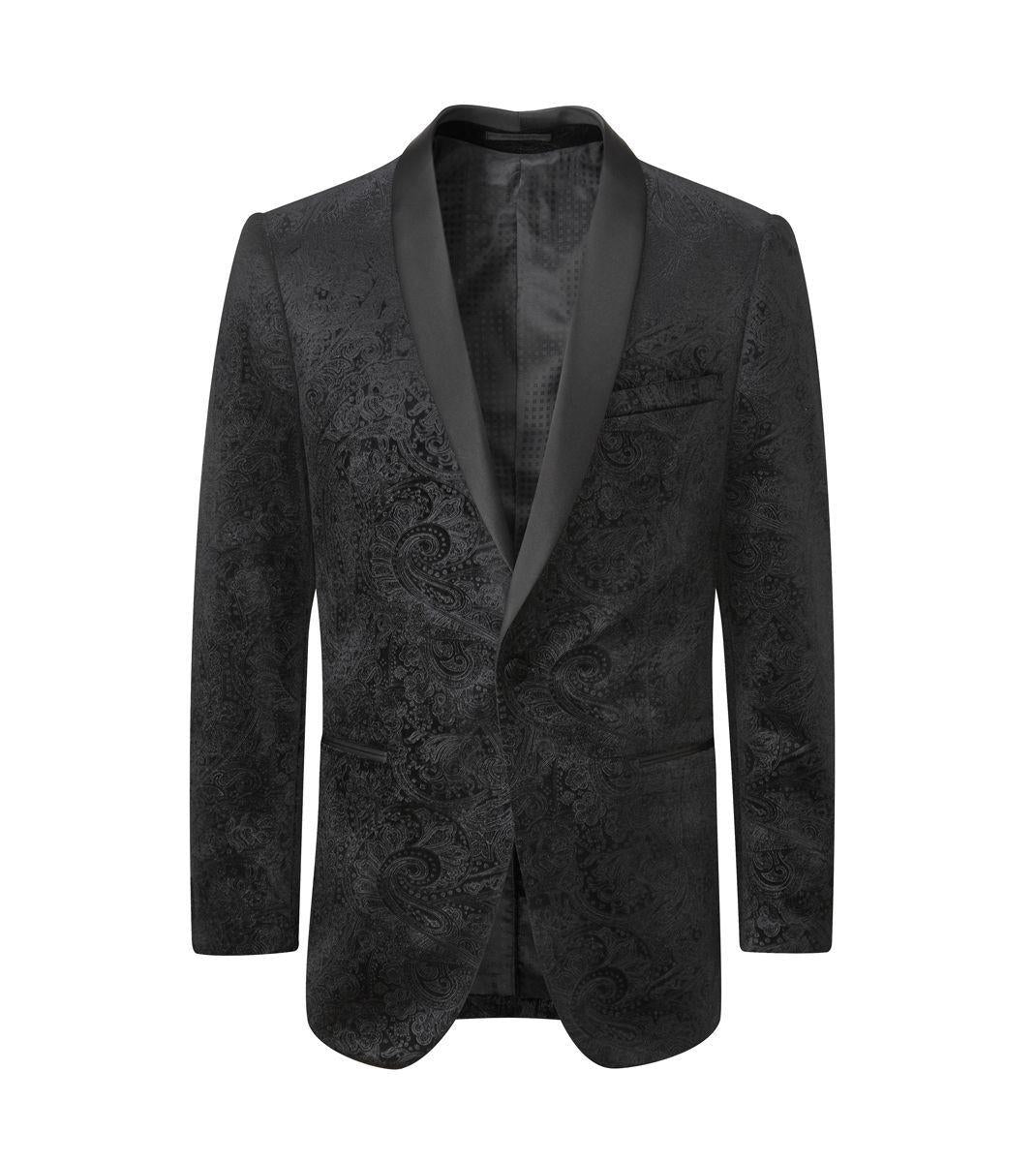 Skopes Westwood jacket in black paisley with satin shawl collar Size 34 - 62