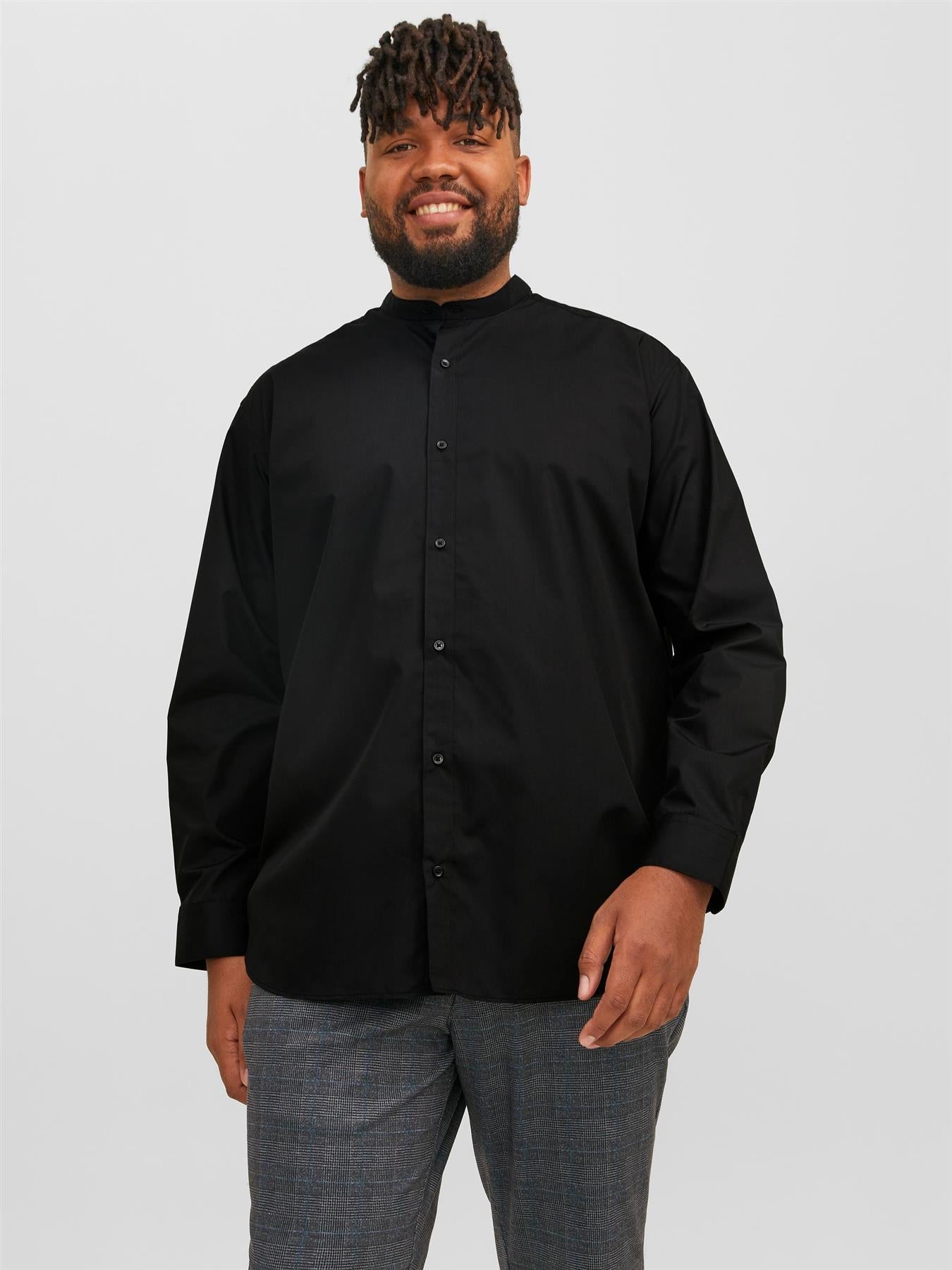 Jack & Jones Plus (12245367) Grandad Long Sleeve Plain Shirt in 3 Colour Options 1XL to 6XL